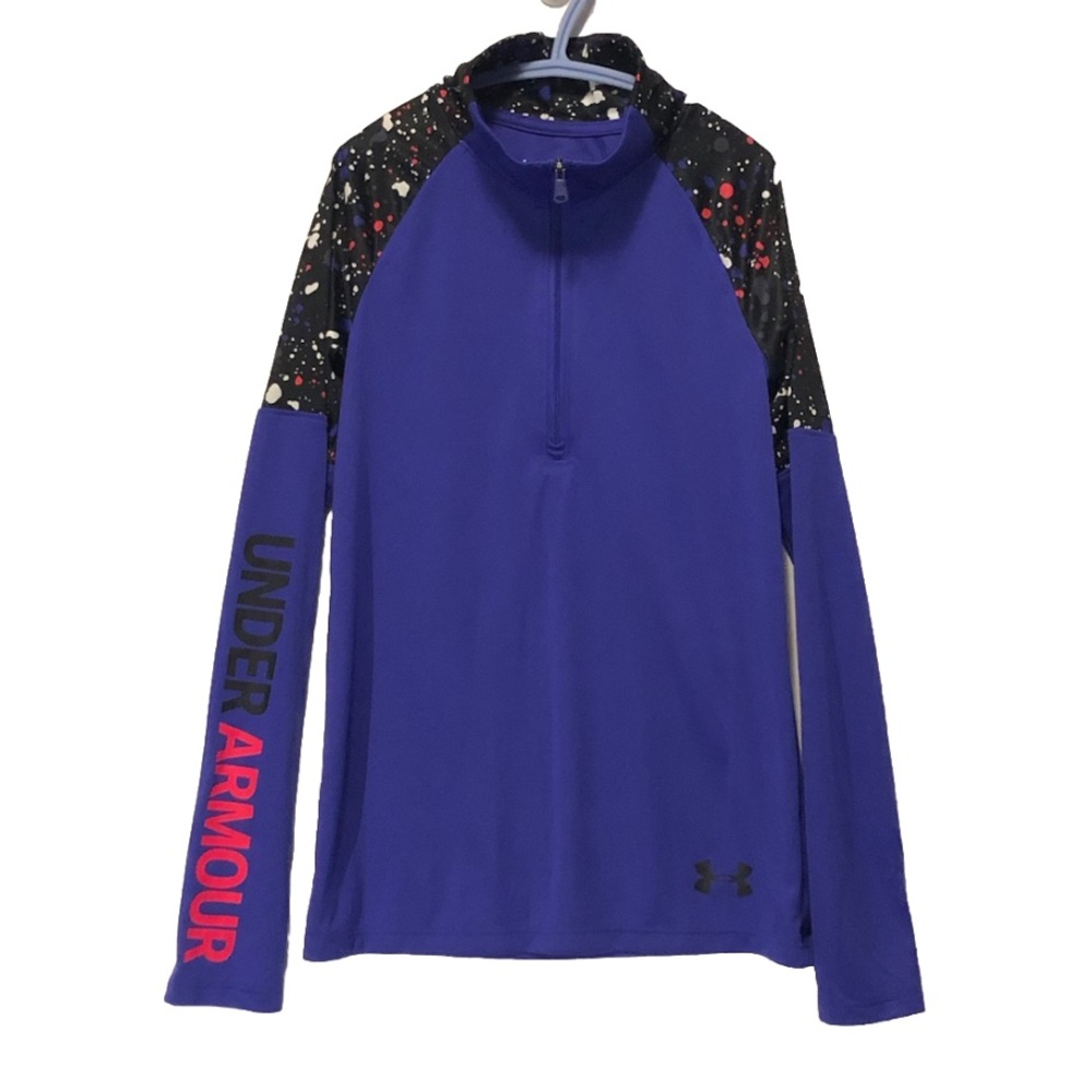Under Armour Heat Gear Fitted Quarter Zip Long Sleeve Pullover Y L Purple c.2018